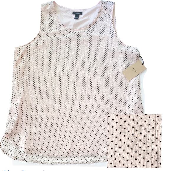 Halogen Tank Top Blush Silver Thread Polka Dot Large NEW - Picture 2 of 9